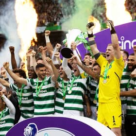 Celtic lift the Premiership trophy, with title parties now becoming the norm at Parkhead.