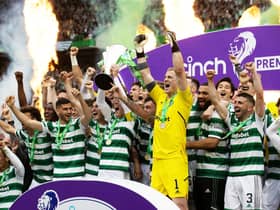 Celtic lift the Premiership trophy, with title parties now becoming the norm at Parkhead.