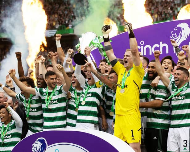 Celtic lift the Premiership trophy, with title parties now becoming the norm at Parkhead.