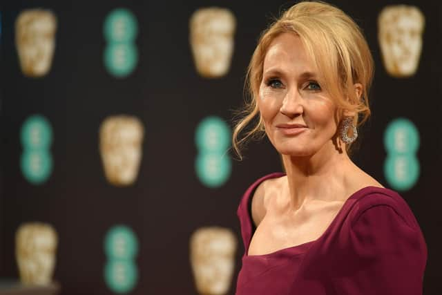 British author J. K. Rowling poses upon arrival at the BAFTA British Academy Film Awards at the Royal Albert Hall in London on February 12, 2017.