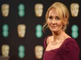 British author J. K. Rowling poses upon arrival at the BAFTA British Academy Film Awards at the Royal Albert Hall in London on February 12, 2017.