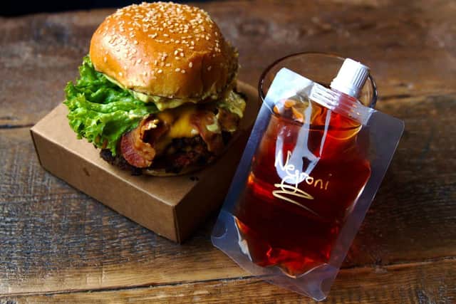 Burger by Dirty accompanied by a Negroni from the Mother Superior.