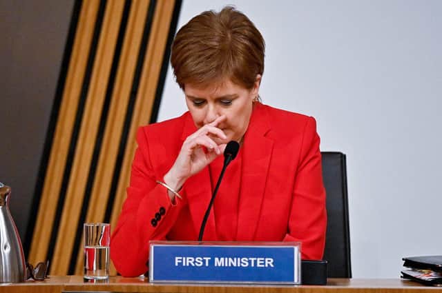 First Minister Nicola Sturgeon gives evidence to the Holyrood committee examining the Scottish Government's handling of harassment allegations against Alex Salmond: Picture: Jeff J Mitchell/AFP/Getty