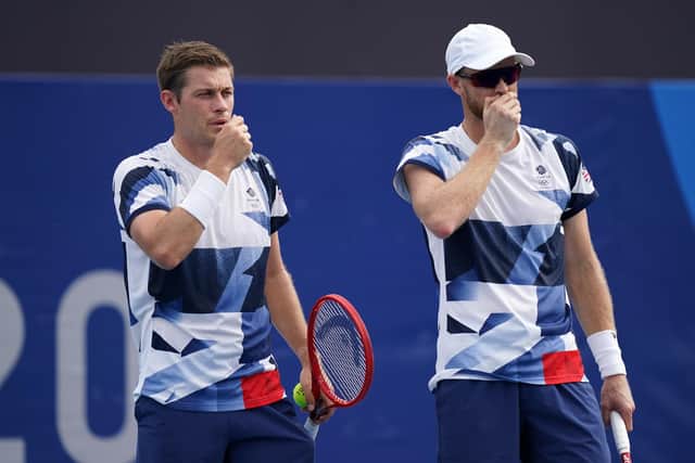 Great Britain's Jamie Murray and Neal Skupski during the Men's Doubles second round at the Ariake Tennis Courts at the Tokyo 2020 Olympic Games.