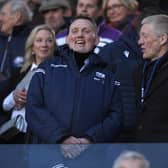 Former Scotland players Doddie Weir, who has MND, and John Jeffrey, right, share a joke at Murrayfield in 2020 (Picture: Stu Forster/Getty Images)