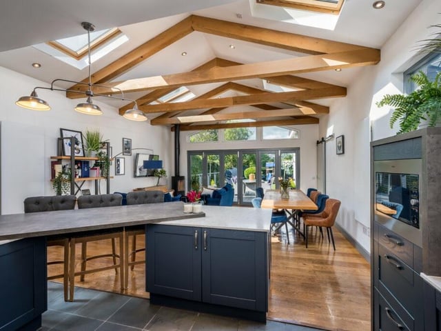 Kitchen and family room.