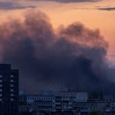 Smoke rises after Russian missiles hit Kyiv on Thursday (Picture: John Moore/Getty Images)