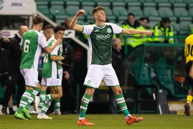 Jacob Blaney opened the scoring for Hibs with an excellent header.