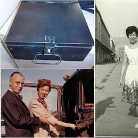 RBS is tying to find Carole's safe deposit box, similar to another one she owns and keeps at the RBS St Andrew's Square branch. Thelma Hardacre is seen here beside a cruise liner in Naples and, left, together with her husband Fred at their wedding. Pictures: Carole Mowat