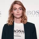 Eve Delf attending the christening ceremony for the Hugo Boss yacht in London.