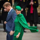 The Duke and Duchess of Sussex arriving at the Commonwealth Service at Westminster Abbey, London.