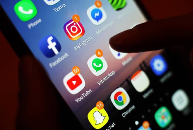 Social media apps displayed on a mobile phone screen. Picture: Yui Mok/PA Wire