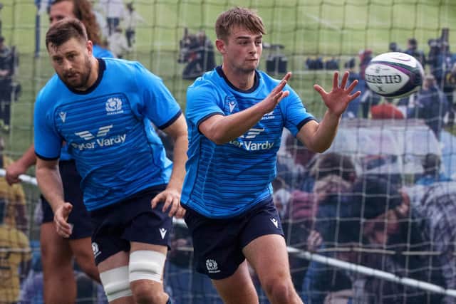 Uncapped Glasgow stand-off Ross Thompson trains with the Scotland squad. (Photo by Craig Williamson / SNS Group)