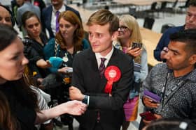 Labour Party candidate Keir Mather celebrates winning with 16,456 votes the Selby and Ainsty by-election on July 21, 2023 in Selby (Photo by Ian Forsyth/Getty Images)