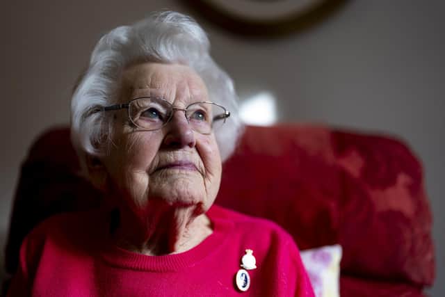 100-year-old VE Day veteran, former Wren Ruth Barnwel. Photo: Jordan Pettitt/PA Wire