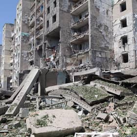 A destroyed building in the Ukrainian town of Sergiyvka , near Odessa. Picture: AFP via Getty Images