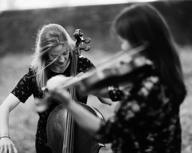 The Gaia Duo, Alice Allen (cello) and Katrina Lee (violin) PIC: Louise Mather