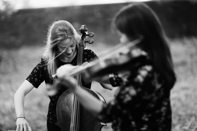 The Gaia Duo, Alice Allen (cello) and Katrina Lee (violin) PIC: Louise Mather