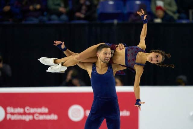 Lilah Fear and Lewis Gibson skate their free dance during the ISU Grand Prix of figure skating, Skate Canada International in Vancouver, Canada. Picture: AFP via Getty Images