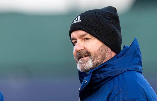 Manager Steve Clarke during a Scotland training session at Oriam, on March 24, 2021, in Edinburgh, Scotland (Photo by Ross MacDonald / SNS Group)