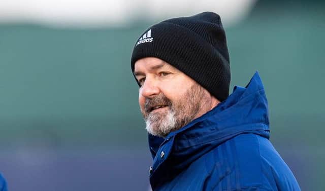 Manager Steve Clarke during a Scotland training session at Oriam, on March 24, 2021, in Edinburgh, Scotland (Photo by Ross MacDonald / SNS Group)