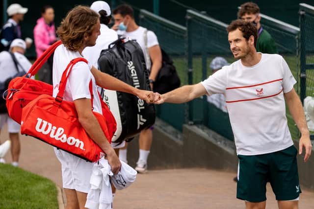 Andy Murray and Stefanos Tsitsipas meet in the second round of Wimbledon on Thursday.