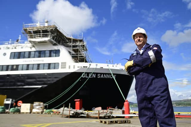 Ferguson Marine chief executive David Tydeman beside Glen Sannox last week. Picture: John Devlin