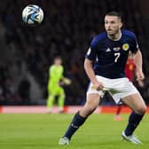 John McGinn in action for Scotland during the 2-0 win over Spain at Hampden in March. (Photo by Ross MacDonald / SNS Group)