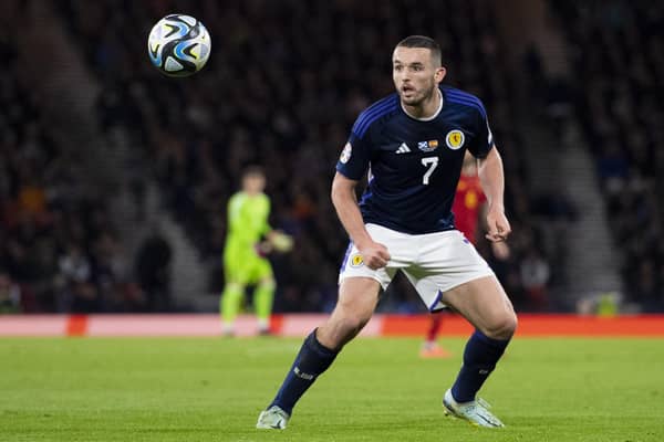 John McGinn in action for Scotland during the 2-0 win over Spain at Hampden in March. (Photo by Ross MacDonald / SNS Group)