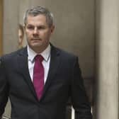 Former finance secretary Derek Mackay arrives at the Scottish Parliament in Holyrood, Edinburgh, to give evidence before the Public Audit Committee as part of its inquiry into the delays and overspends at Ferguson Marine.