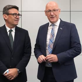 Andy Burnham told John Swinney a second independence referendum was 'off limits' when they met in Glasgow on Thursday (Picture: Alastair Grant/POOL/ AFP via Getty)