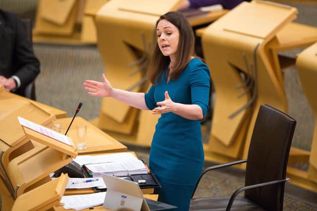 Finance secretary Kate Forbes delivering her budget at the Scottish Parliament. Picture: Robert Perry/Getty Images
