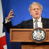 Prime Minister Boris Johnson speaks during a press conference in Downing Street, London, following the publication of Sue Gray's report into Downing Street parties in Whitehall during the coronavirus lockdown. Picture date: Wednesday May 25, 2022.