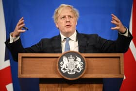 Prime Minister Boris Johnson speaks during a press conference in Downing Street, London, following the publication of Sue Gray's report into Downing Street parties in Whitehall during the coronavirus lockdown. Picture date: Wednesday May 25, 2022.