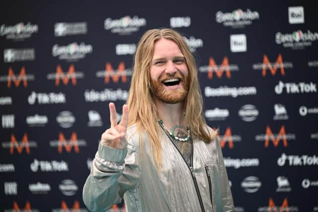 United Kingdom's singer Sam Ryder arrives for the opening ceremony of the Eurovision Song contest 2022  in Turin. Photo: Marco BERTORELLO / AFP via Getty Images.