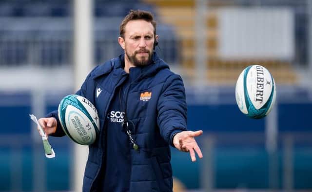 Head coach Mike Blair during an Edinburgh Rugby training session at the DAM Health Stadium. (Photo by Ross Parker / SNS Group)