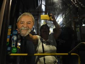 A supporter of Luiz Inacio Lula da Silva celebrates after her candidate won the presidential runoff election in Sao Paulo, Brazil.
