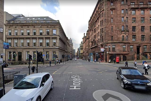 The dangerous structure is at the junction of Hope Street and West George Street in Glasgow