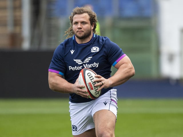 Glen Young came on for his Scotland debut and was involved in the disguised lineout move which saw Gray held up over the line. Dave Cherry and Pierre Schoeman, above, came on to bolster the front row and there were late appearances from Andy Christie and Ross Thompson.
