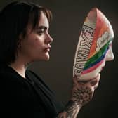 Lauren pictured unmasking as part of BACP ADHD campaign