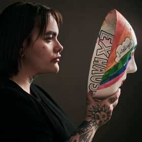 Lauren pictured unmasking as part of BACP ADHD campaign