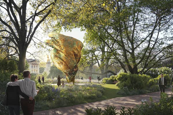 An artist's impression of the Queen Elizabeth II Memorial in St James' Park in London. Picture: Foster + Partners/PA Wire