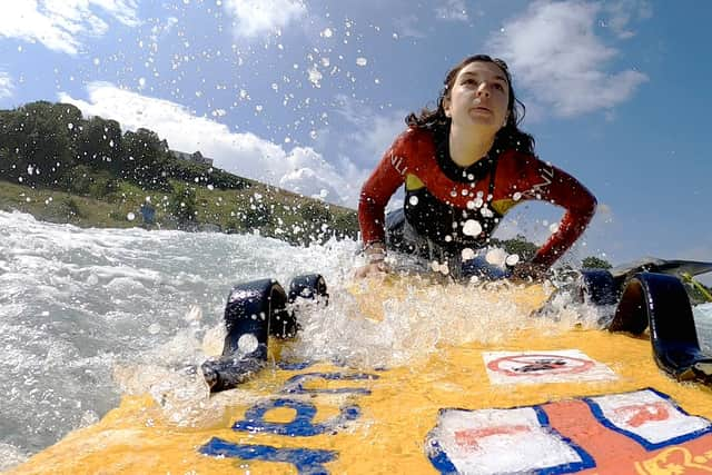 RNLI lifeguard, Katie Walker, rescued the young girl after she swam outside of the safe swim area, marked by red an yellow flags, at Coldingham Bay last Friday, August 6 (Photo: RNLI/Nick Mailer).