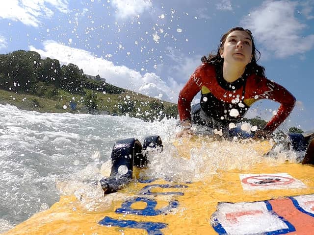 RNLI lifeguard, Katie Walker, rescued the young girl after she swam outside of the safe swim area, marked by red an yellow flags, at Coldingham Bay last Friday, August 6 (Photo: RNLI/Nick Mailer).