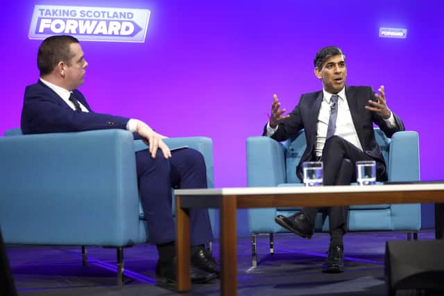 Scottish Conservative leader Douglas Ross speaks with Rishi Sunak during the party's recent conference in Aberdeen (Picture: Jeff J Mitchell/Getty Images)