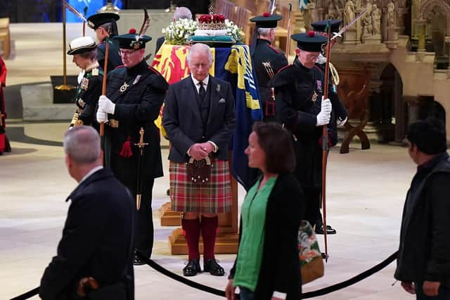 King Charles and other members of the royal family hold a vigil at the coffin of Queen Elizabeth II