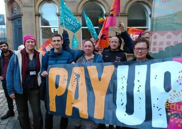 Councillors support teachers outside Halifax Town Hall