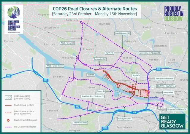 cop26 road closures congestion maps show how glasgow travel will be significantly impacted the scotsman