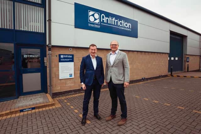 Andrew Fleming, managing director of Antifriction Components, with Scott Duncan, the Linlithgow branch manager.