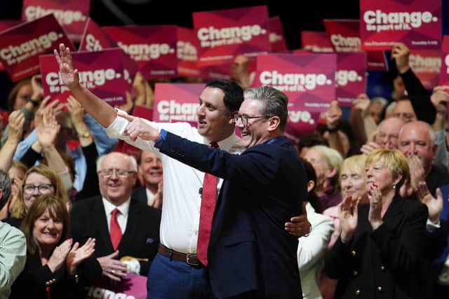 Anas Sarwar and Keir Starmer in East Kilbride (Photo by Andrew Milligan/PA Wire)